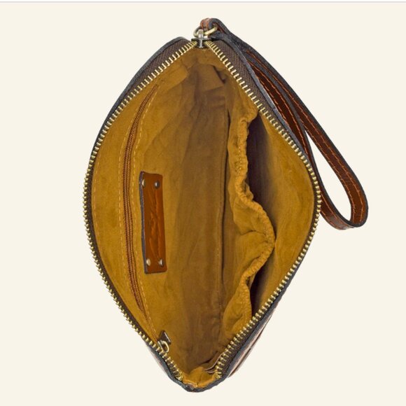 Patricia Nash Cassini Tooled Leather Wristlet, Brown Florence, NEW With Tags - Picture 3 of 5